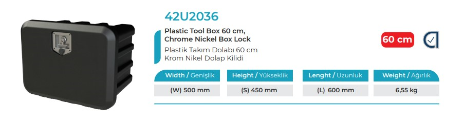 PLASTIK DOLAP 600 X 450 X 500 TEK KILIT KROM AYMEKS